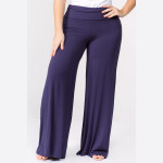 Wholesale solid navy plus palazzo pants waist pull styling Inseam Breakdown pcs