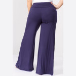 Wholesale solid navy plus palazzo pants waist pull styling Inseam Breakdown pcs