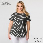 Wholesale pLUS striped short sleeve tunic top Pack breakdown pcs pack XL Composi