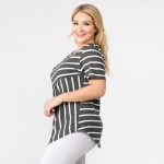 Wholesale pLUS striped short sleeve tunic top Pack breakdown pcs pack XL Composi