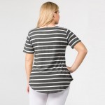 Wholesale pLUS striped short sleeve tunic top Pack breakdown pcs pack XL Composi