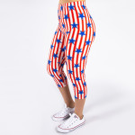 Wholesale peach skin th July capri leggings stars stripes Inseam One fits most C