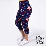 Wholesale pLUS peach skin th July capri leggings stars stripes Inseam One fits m