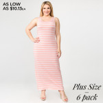 Wholesale striped PLUS full sleeveless maxi dress Pack Breakdown pcs pack XL Com