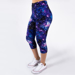 Wholesale peach skin galaxy print capri leggings stars planets moons Inseam One