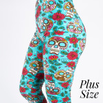 Wholesale pLUS peach skin sugar skull print capri leggings Inseam One fits most