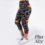 Wholesale pLUS peach skin I Love print capri leggings Inseam One fits most Compo
