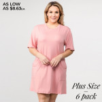 Wholesale women s Plus Solid Color Short T Shirt Dress Pockets o Short o Crewnec