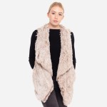 Wholesale faux fur vest pocket details One fits most Polyester