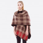 Reversible Tan Plaid Fleece Ruana.

- One size fits most 0-14
- Approximately 31" L
- 100% Polyester