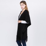 Wholesale oversized soft knit ruana fringes One fits most Polyester