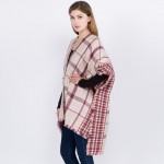 Wholesale plaid Print Ruana Frayed Trim One fits most L Acrylic