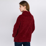 Wholesale solid Chenille Knit Turtleneck Sweater One fits most L Polyester