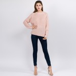 Wholesale solid color heather knitted sweater One fits most Polyester