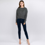 Wholesale solid Heather Knit Crop Sweater One fits most L Polyester