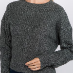 Wholesale solid Heather Knit Crop Sweater One fits most L Polyester