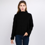 Wholesale solid color chunky knit turtleneck sweater One fits most Acrylic