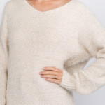 Wholesale solid color soft touch fuzzy chenille knit v neck sweater One fits mos