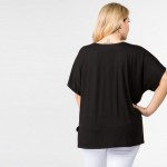 Wholesale plus Oversized V Neck Tee Side Slit Details PACK o Short sleeves v nec
