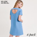 Wholesale solid short sleeve tunic dress side pockets cut out back details o Sho