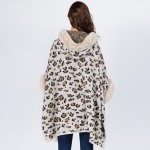 Wholesale faux fur trim leopard print cape ruana One fits most Acrylic
