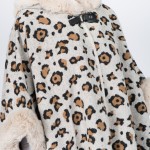 Wholesale faux fur trim leopard print cape ruana One fits most Acrylic