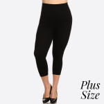 Wholesale black plus waisted compression capri leggings Inseam Skinny leg Does n