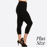 Wholesale black plus waisted compression capri leggings Inseam Skinny leg Does n