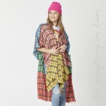 Wholesale do everything Love Brand Lightweight Plaid Print Color Block Kimono On