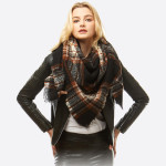Wholesale square plaid blanket scarf Acrylic