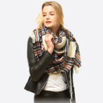 Wholesale square plaid blanket scarf Acrylic