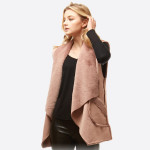 Wholesale faux Fur Lined Suede Vest Pockets One fits most L Polyester