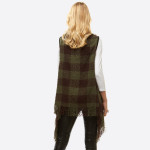 Wholesale soft touch buffalo check vest fringes One fits most Acrylic