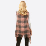 Wholesale soft touch buffalo check vest fringes One fits most Acrylic