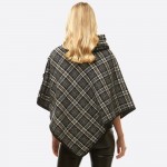 Wholesale plaid turtleneck poncho coconut button details One fits most Polyester