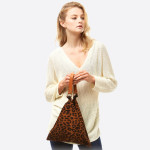 Wholesale leopard print top handle tote bag Square triangle Side button closure