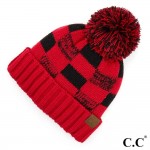 Wholesale c C HAT Fuzzy Lined Buffalo Check Game Day Pom Beanie One fits most Ac