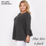 Wholesale women s Plus Solid Color Bell Sleeve Tunic Top Pack o bell sleeves o R