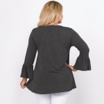 Wholesale women s Plus Solid Color Bell Sleeve Tunic Top Pack o bell sleeves o R