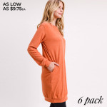Wholesale women s Sweater Tunic Dress PACK o Long sleeves banded cuffs o Crew ne