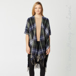 Wholesale do everything Love Brand Plaid Print Kimono Fringe Tassels One fits mo