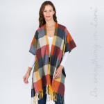 Wholesale do everything Love Brand Multi Checkered Kimono Fringe Tassels One fit