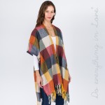 Wholesale do everything Love Brand Multi Checkered Kimono Fringe Tassels One fit