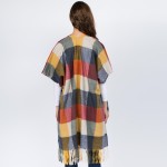 Wholesale do everything Love Brand Multi Checkered Kimono Fringe Tassels One fit