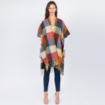 Wholesale do everything Love Brand Multi Checkered Kimono Fringe Tassels One fit