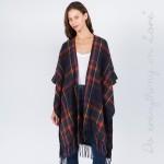 Wholesale do everything Love Brand Plaid Print Kimono Fringe Tassels One fits mo