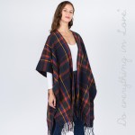 Wholesale do everything Love Brand Plaid Print Kimono Fringe Tassels One fits mo