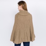 Wholesale do everything Love brand solid color marled woven turtleneck poncho si
