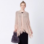 Wholesale do everything Love brand open knit poncho fringes One fits most L Acry