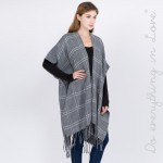 Wholesale do everything Love Brand Plaid Print Kimono Fringe Tassels One fits mo